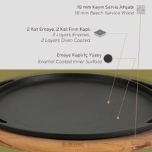 Defne Store Lava Döküm Çap 28 Pizza Tavası Ahşap Altlı - Lv As 121