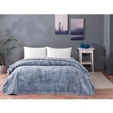 Defne Store Midnight DESENLI%100 Pamuk Pamuk Battaniye, Mavi, Tek Kişilik