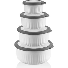 Defne Store Vakumlu Saklama Kabı, Beyaz 4'lü 3 L + 2 L + 1 L + 0.5 L