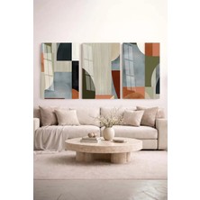 Zevahir Mobilya Dekorasyon Bauhaus Harmonisi Pastel Tonlu Soyut 3'lü Dekoratif Temperli Cam Tablo Seti Ev ve Ofis Tablosu