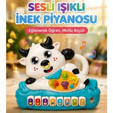 LRS Store Sesli Işıklı Bebek Piyanosu  – Hayvan Sesli Inek Figürlü Çok Modlu Güvenle Öğrenme Duyusal Gelişim Oyuncak