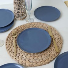Defne Store Mat Mavi Sardes Pasta Tabağı 22 cm 6 Adet 399