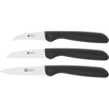 Defne Store 38115001 Sebze Bıçağı Seti, 3 Parçalı, Plastik, Siyah