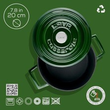 Defne Store Lava Premium Serisi - Döküm Yuvarlak Tencere, 20 Cm, Majolik Yeşil