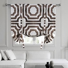 Defne Store Price Drapes Bağlamalı Pencere Gölgeliği 116 x 153 cm Mekke Baskılı Pamuk PRTW-TUD23-63 (1 Panel), Mekke Kahverengi