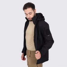 Kordak Siyah Softshell Su Geçirmez Taktik Mont - Waterproof Windproof Spor Mont