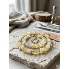 Rose Doğaltaş Sitrindoğaltaş Kolye Vebileklik Set