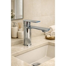 Suvia Modern Krom Lavabo Bataryası Tek Kollu Banyo Musluğu Lavabo Armatürü Paslanmaz Su Tasarruflu