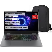 Lenovo Loq I7-13700HX 16GB 1tb SSD 17.3" Fhd 144Hz Rtx 5060 8gb Gddr7 115W Windows 11PRO 83JH00BQTR Snertech Çanta