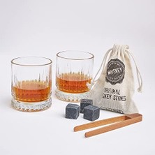 Defne Store Husband Tasarımlı Ahşap Kutulu 2'li Glasgow Viski Kadeh Seti + 6 Soğutucu Taş