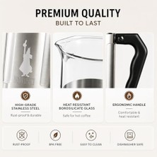 Defne Store - Preziosa French Press: Yaklaşık 1l Kapasiteli Kahve Hazırlayıcı - 18/10 Paslanmaz Çelik Gövde - Bulaşık Makinesinde Yıkanabilen Borosilikat Cam Sürahi - Paslanmaz Çelik Filtre Sistemi