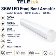 Teletek 36W 3000K Gün Işığı 3600LM LED Etanj Hareket Sensörlü Beyaz Bant Armatür