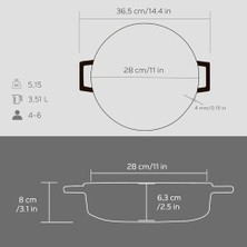 Defne Store Lava Metal Premium Serisi - Döküm Çok Amaçlı Tencere, Yuvarlak, 28 Cm, Majolik Gri, Kubbe Kapak