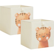 Defne Store 2'li Çocuk Odası Sevimli Kaplan Kutu Set 33 x 30 x 33 cm