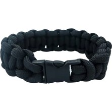 Kordak Klipsli Siyah Paracord Bileklik – Düz M2 - Hayatta Kalma Bilekliği