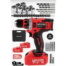 Lunax Kimmeer Plus 2 Akülü Matkap Seti 24 Parça 12 Volt Güçlü Elektronik Hız Ayarı Özellikli