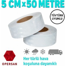 Opersan Beyaz Renk Şerit Reflektif Reflektör Bant 50 Metre X5 cm