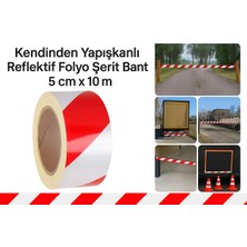 Opersan Uyarı Bandı Kırmızı Beyaz Yansıtıcı Uyarı Işaretleri 5cm 10M Uyarı Bandı Güvenlik Uyarı Malzemeleri