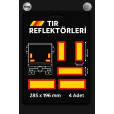 Opersan Tır Reflektörü 285×196 mm Metal 4’lü Set – Tüvtürk Uyumlu Arka Reflektör