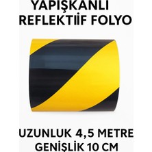 Opersan Genişlik 10 cm x Uzunluk 4.5 Metre Kendinden Yapışkanlı Dekaratif Amaçlı Sarı Siyah Reflektif Bant