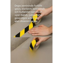Opersan 5 CMX10 Metre Sarı Siyah Kendinden Yapışkanlı Folyo Bant( Uyarı Bandı- Endüstriyel Güvenlik Şeridi