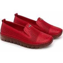 Patron Shoes Hakiki Deri Ortopedik Taban Günlük Kadın Ayakkabı Rahat Kaymaz Tabanlı Casual Ayakkabı