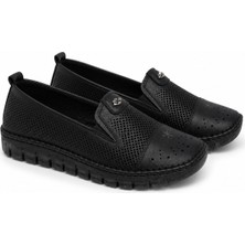 Patron Shoes Hakiki Deri Ortopedik Taban Günlük Kadın Ayakkabı Rahat Kaymaz Tabanlı Casual Ayakkabı