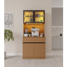 GuneyStore Bambu Mini Komple Mdf LED Aydınlatmalı Kahve Köşesi