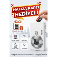 FaroxTech Retro Kamera | Nostaljik Tasarım | 16X Zoom | Hafıza Kartı Hediyeli | Beyaz Renk