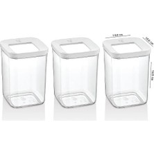 Defne Store Kare Saklama Kabı, 3X1000 ml