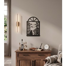 Bel&Co Home Siyah Mdf Ahşap Duvar Dekoru Kedi ve Kuş Figürlü Lazer Kesim Tablo 30X21 cm (Çift Taraflı Bantlı)