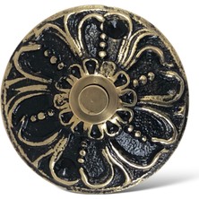Galata Bronz Yuvarlak Motifli Kapı Zili, Parlak Sarı/siyah