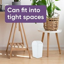 Defne Store Superio Mini Plastik Çöp Kovası, Salıncak Üst Kapaklı 1,25 Galon Kompakt Küçük Çöp Kovası Taşınabilir Çöp Kovası Tezgah, Masaüstü, Makyaj Vanity, Banyo, Araba, Lavabo Altı, Yurt Için, 5 Litre (Beyaz)