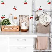 Defne Store Tempaper Kiraz Soyma ve Yapıştır Duvar Çıkartmaları, Kırmızı