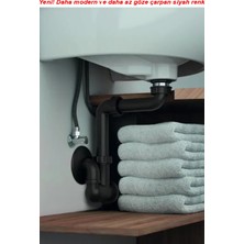 Dallmer Yer Kazandıran Siyah Lavabo Sifonu 137 - Lavabo Dolabında ve Çekmecesinde, Lavabo Altında Duvara Bitişik Montajlı Koku Önleyici S Sistemi, Kolay Temizlenir Giderli, Ayarlanabilir Borulu