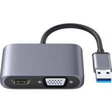 Microcase USB 3.0 - HDMI VGA Adaptörü, Usb'den Vga'ya HDMI Dönüştürücü Monitör Ekranı Video Adaptörü Dönüştürücü ile Uyumlu - AL5862