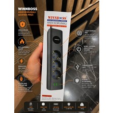 GUNKES Wınnboss Akım Korumalı 3'lü Priz 3 USB Girişli 2500W Topraklı Uzatma Kablosu