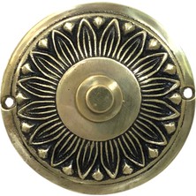 Galata Bronz Yuvarlak Motifli Kapı Zili, Parlak Sarı/siyah