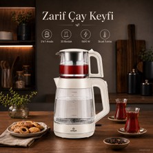 Emsan 2 In 1 Cam Elektrikli Çay Makinesi Çaydanlık Otomatik Sıcak Tutma Yapılı Geniş Xl Çaycı - Xl Cam Kapasite, 2'si 1 Arada Kullanım ve Işıklı Cam Tasarım