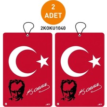 2'li Set Mustafa Kemal Atatürk ve Türk Bayrağı Özel Tasarımlı Dekoratif Oto Kokusu ve Araç Kokusu