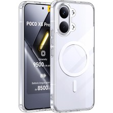 M.TK Moveteck Xiaomi Poco X8 Pro Max Kılıf Kamera Korumalı Magsafe Şarj Özellikli Şeffaf Sert Silikon Magsafe London Kapak