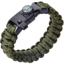 Kordak Pusulalı Haki Paracord Bileklik M3 - Hayatta Kalma Bilekliği