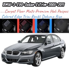 Gian Fabio Falleri Lacasa Bmw 3 E90-SEDAN(2005-2011)UYUMLU Renkli Kenar-Silikon Topukluklu Velur Halı Paspas
