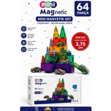 Ziventa Mini Manyetik Blok Seti 64 Parça Arabalı Manyetik Yapı Oyuncağı 3,75 cm Küçük Boy Magnet Blok