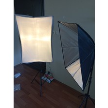 Fototrendaz Stüdyo Çekim Softbox 2'li Sürekli Işık Seti ve Stüdyo Fonu 100 x 140 cm Beyaz