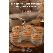 Nandy Home El Yapımı Cam, 6'lı Set Yuvarlak Magnolia Kasesi - Modern Çizgili Tatlı ve Sunum Kasesi