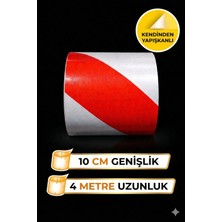 Opersan Kırmızı Beyaz Kendinden Yapışkanlı Reflektörlü Uyarı ve Emniyet Şeridi (10 cm x 4 Metre)