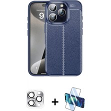 Pileli Store Pilelistore™ iPhone 16 Pro Max Kılıf Doruk Klasik Özel Seri - Siyah 3D Antistatik Cam Ekran Koruyucu + Pers Alüminyum Kamera Lens - Gs