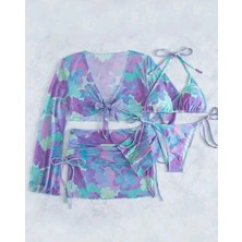 Gugus 4-Lü Bikini Takımı / Üst Pareosu + Alt Etek Pareosu + Üst Bikini + Alt Bikini