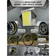 Opersan Neon Sarı Jant Şeridi Reflektörlü - Motosiklet, Bisiklet, Araba Için 36 Parça Yüksek Yansıtıcı Fosforlu Jant Etiketi Sticker (Su Geçirmez)
